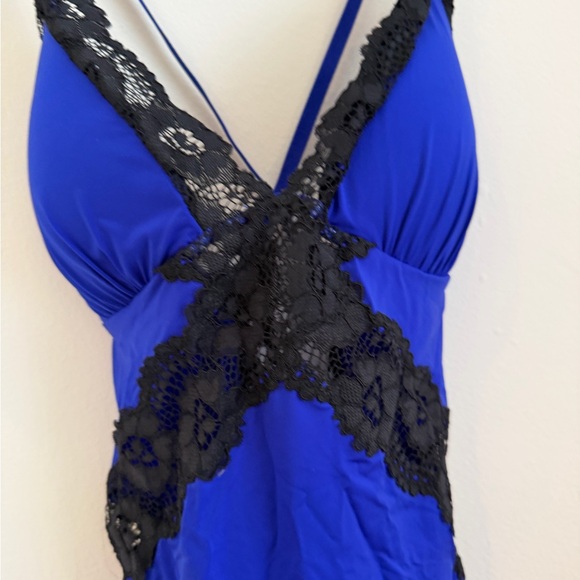 La SENZA Royal Blue Chemise with Black Lace - Picture 2 of 5